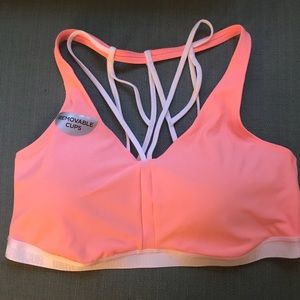 Under Armour Pink n White Strappy Sports Bra Sz XL
